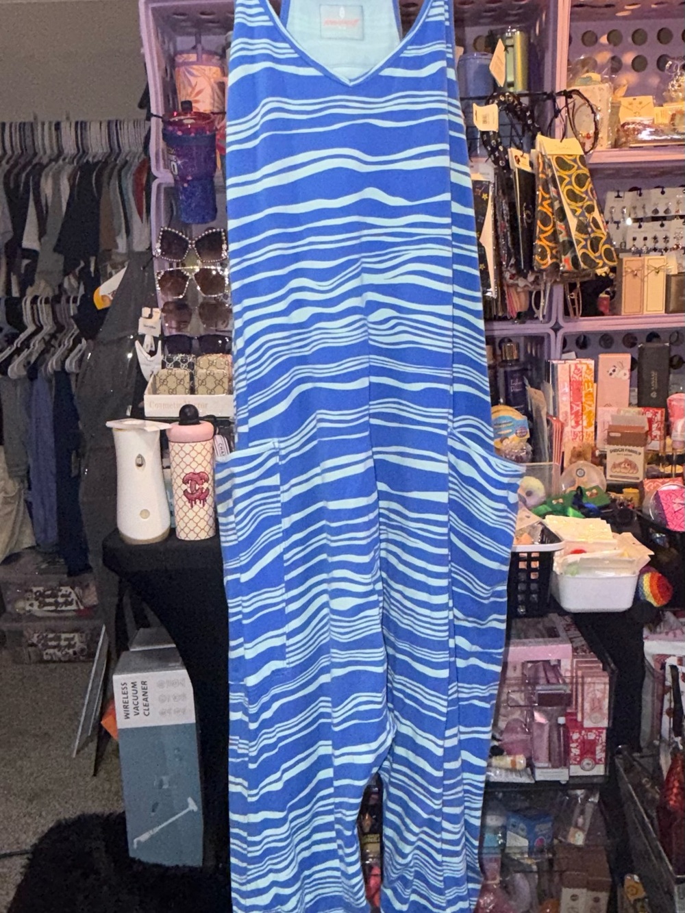 Free People Movement Blue Striped Women's Romper